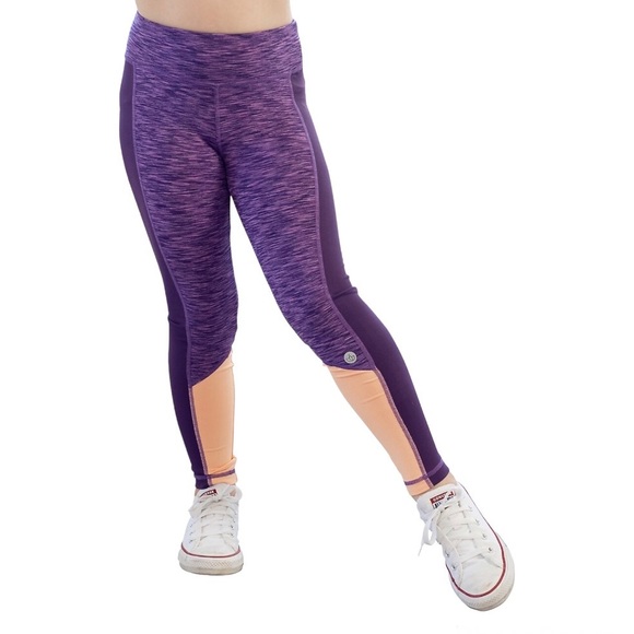 NWT Jill Yoga Little Girls sz 6 Colourblock Purple Leggings - Picture 5 of 11